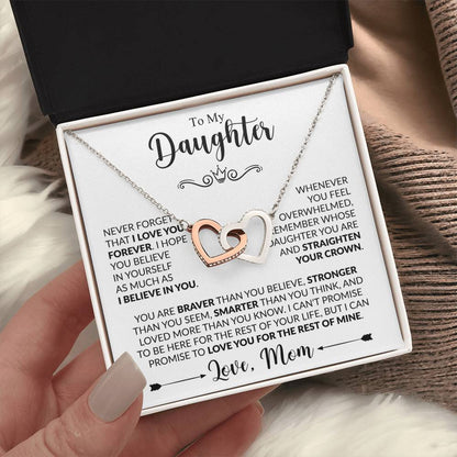 TO MY DAUGHTER - Love, Mom- INTERLOCKING HEARTS