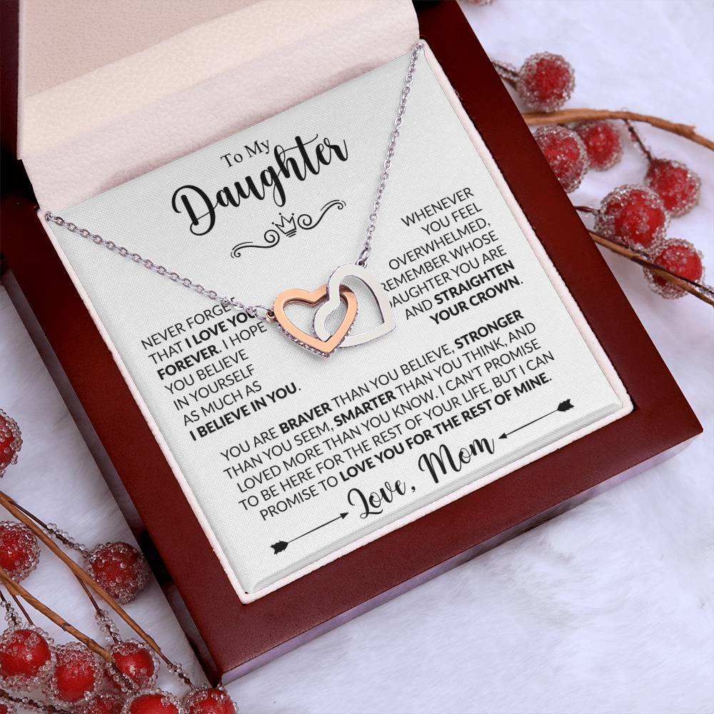 TO MY DAUGHTER - Love, Mom- INTERLOCKING HEARTS