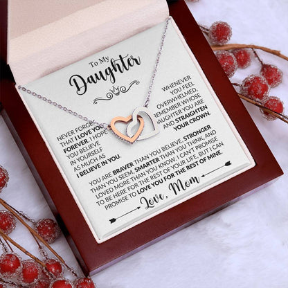 TO MY DAUGHTER - Love, Mom- INTERLOCKING HEARTS