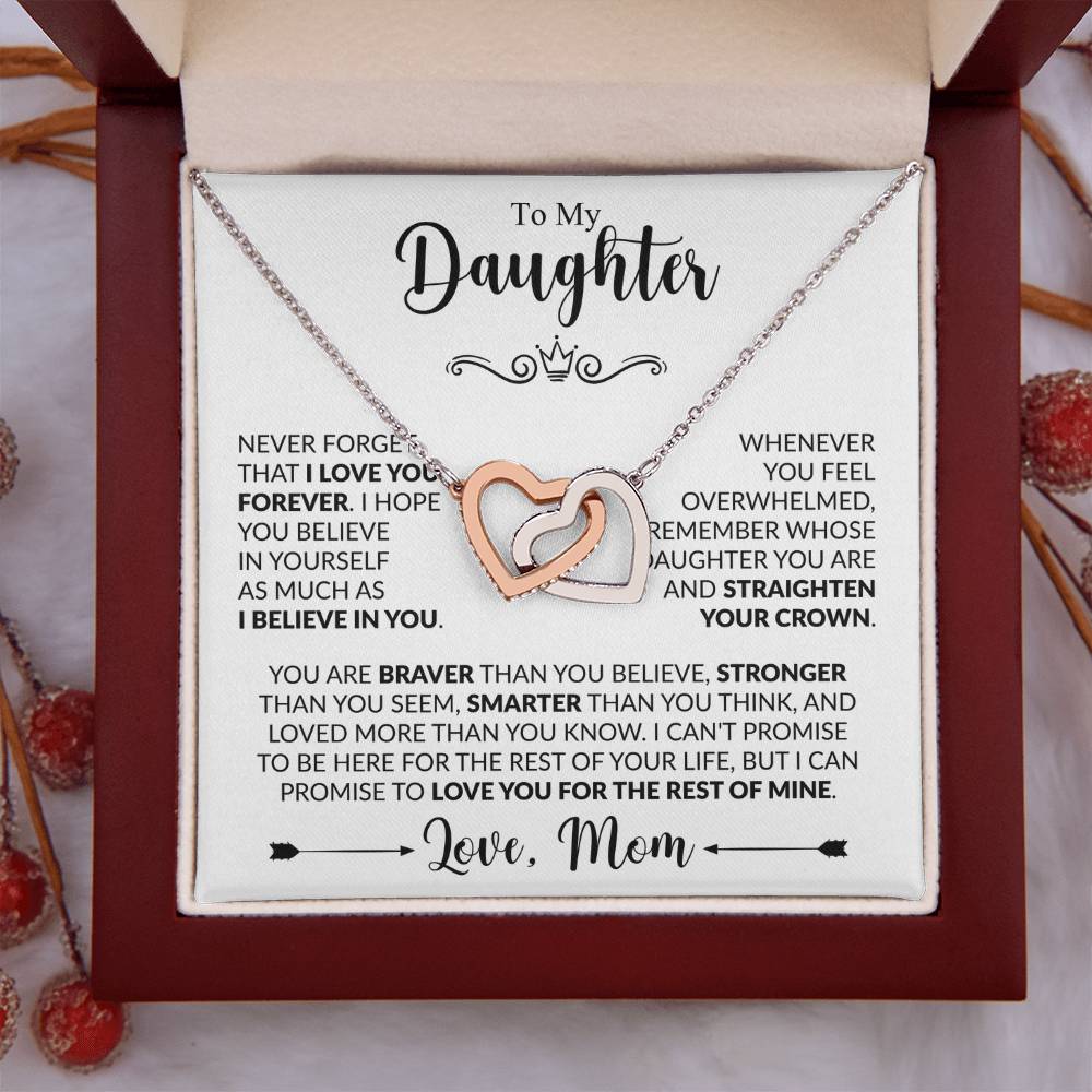 TO MY DAUGHTER - Love, Mom- INTERLOCKING HEARTS